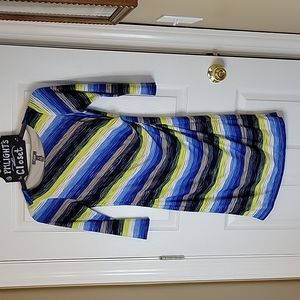 Muse Gathered Dress 6 Navy Blue Lime Green White Taupe